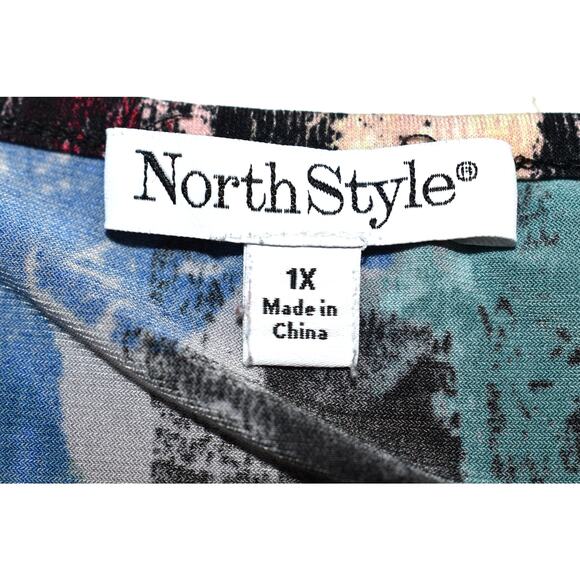 NorthStyle Colorful Top Size 1X Rainbow Sleeveless Tie Waist Flutter Artsy Funky - Picture 4 of 8